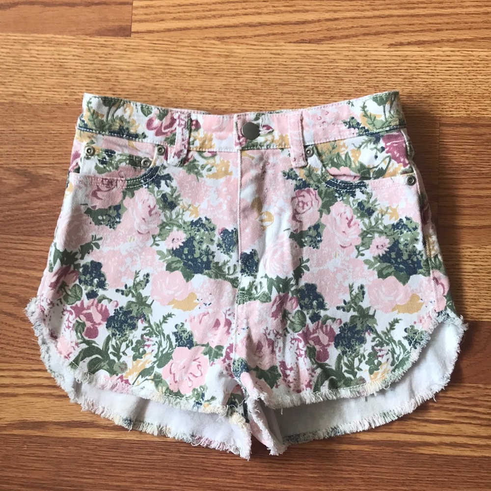 Floral High Waisted Cheeky Shorts